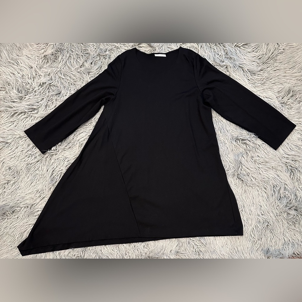 Bryn Walker Bertram Modal Knit Asymmetrical Hem Lagenlook Black Dress Xl
